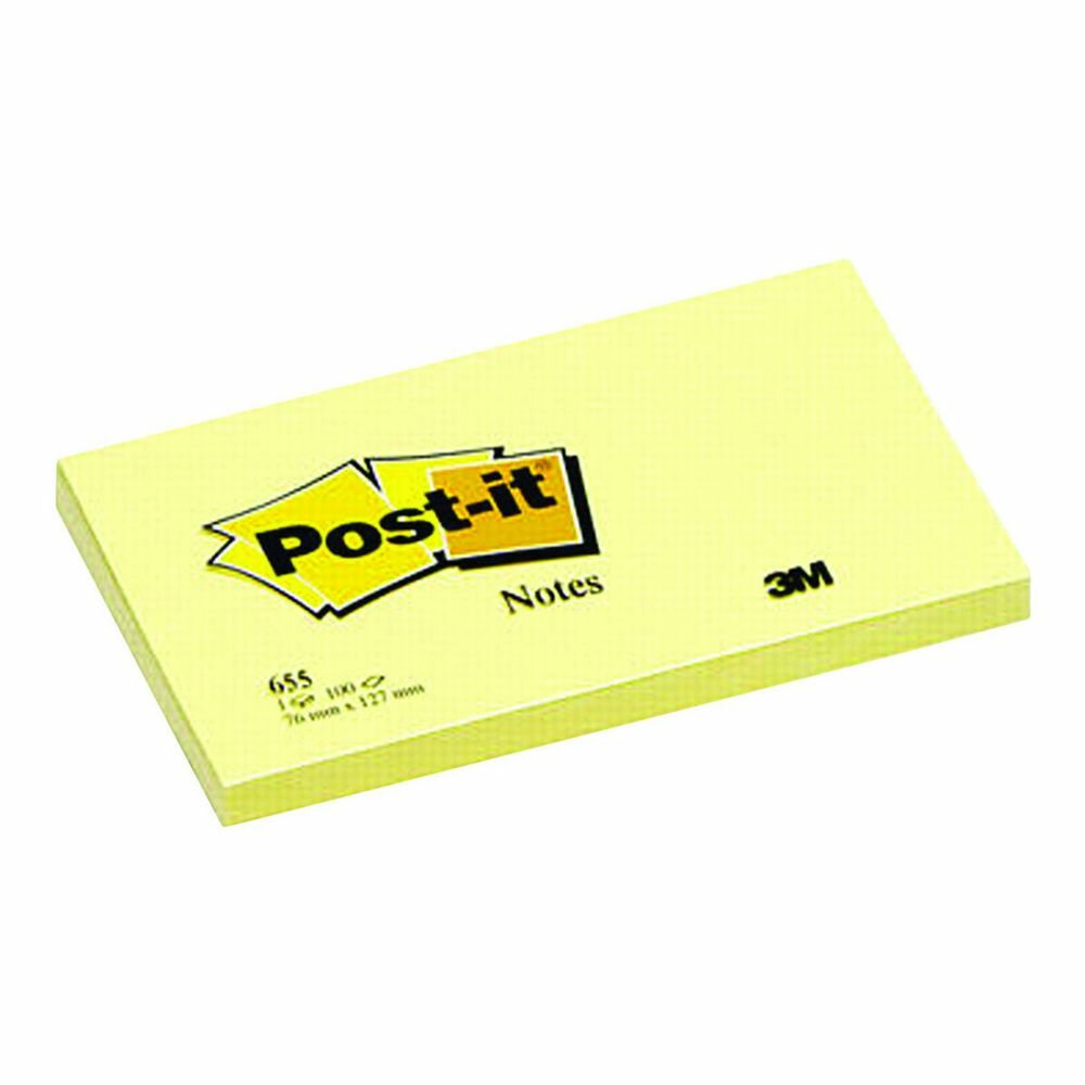 Post-it® Notes repositionnables Uni- 76 x 127 mm - Couleur jaune